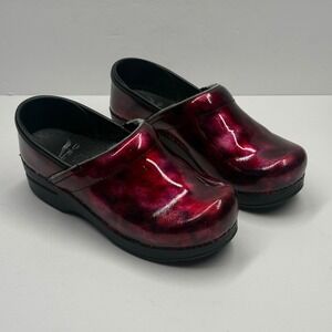 Dansko Slip-On Professional Clog Marbled Red Black Leather Work Shoe Size EU 36
